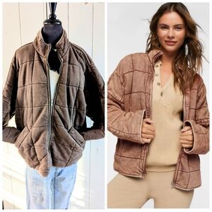 Forever 21 Brown Quilted Puffer Jacket sz M